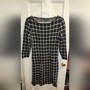 Plaid Long Sleeve Sweater Dress